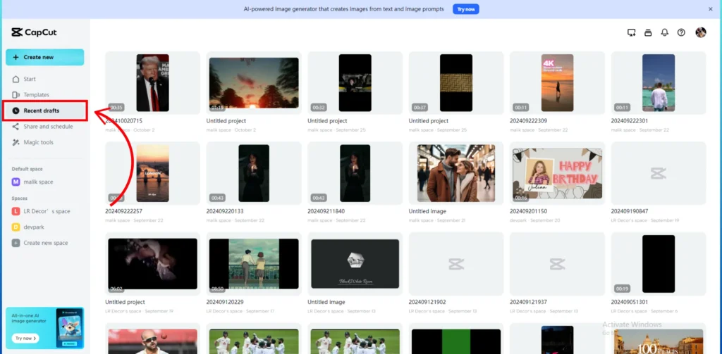 Why is the CapCut not working (October 2025) 4 opening projects in capcut screenshot image