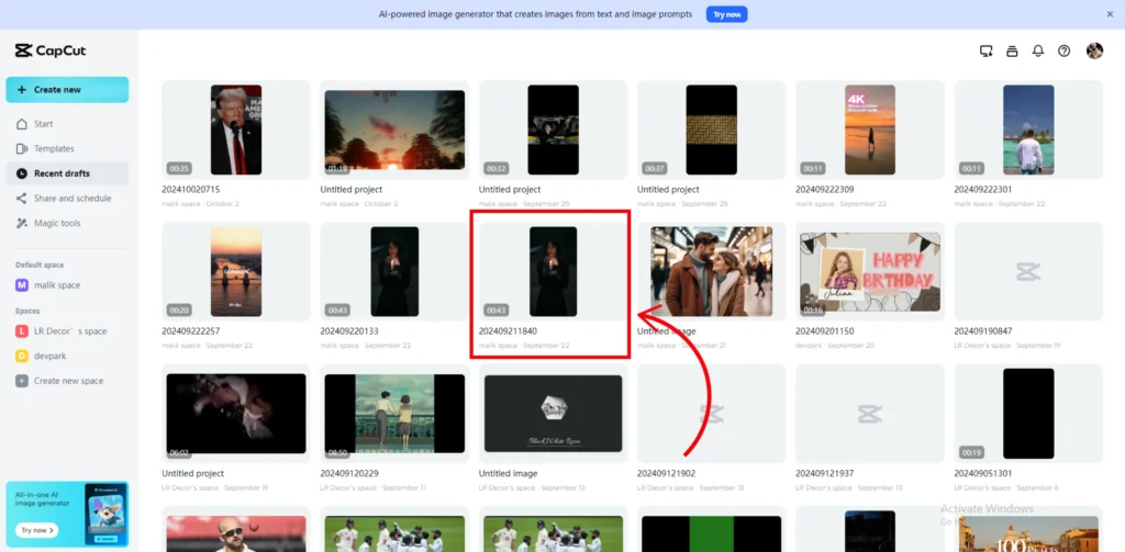 Why is the CapCut not working (October 2025) 5 choose project for backup screenshot image
