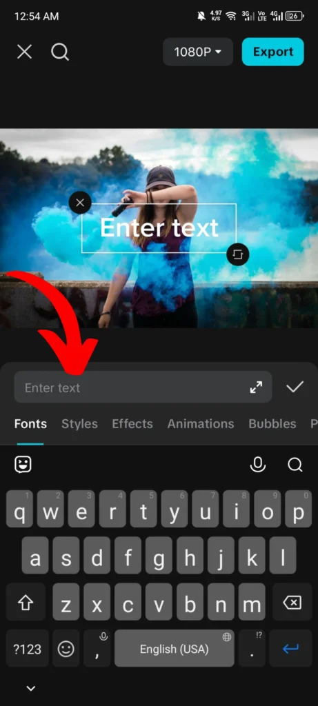 Mastering Overlays: How to add Capcut overlay text and video for Stunning Edits (October 2025) 5 writing text in text tool screenshot image