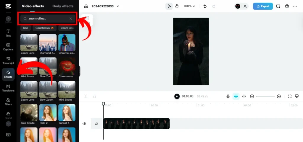 search for zoom effect screenshot image