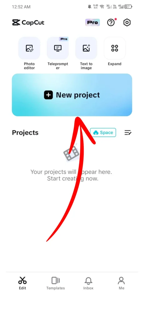 capcut new project screenshot image