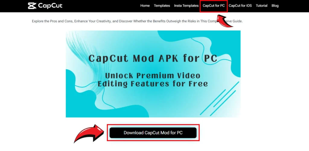 acapcutapk.com website screenshot image