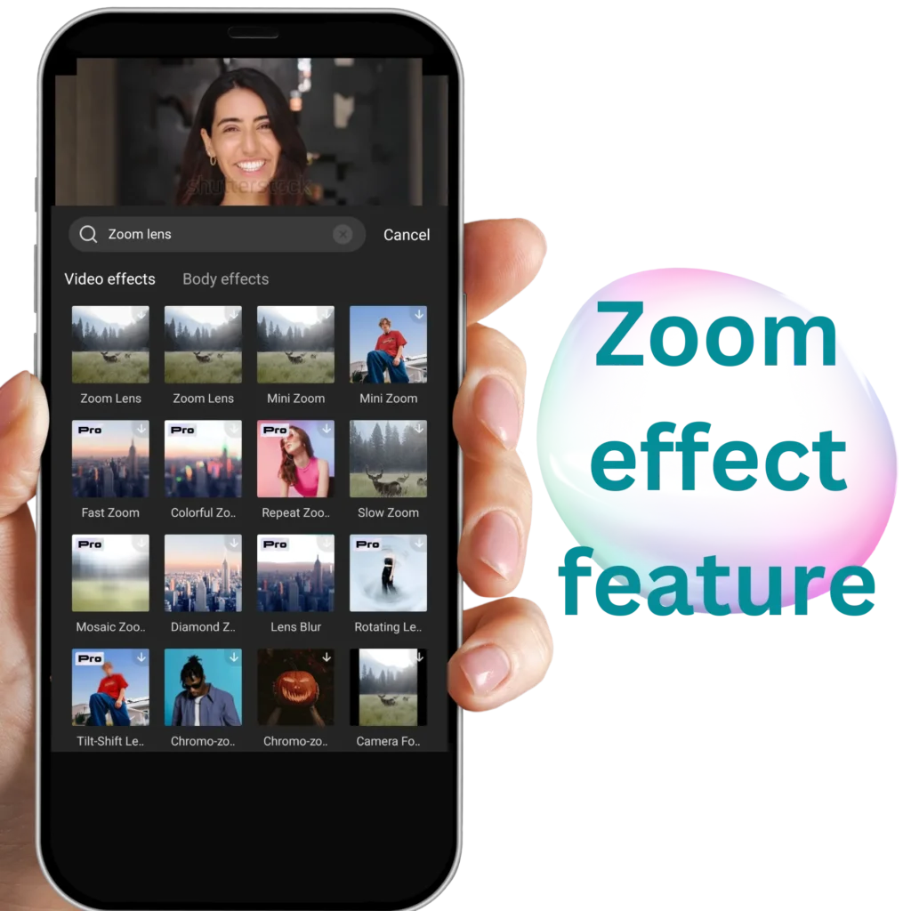 zoom effects in application screenshot image